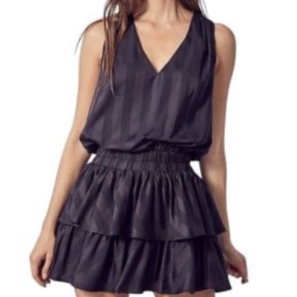 NWOT DO+Be black stripe ruffle dress size small - Picture 1 of 7